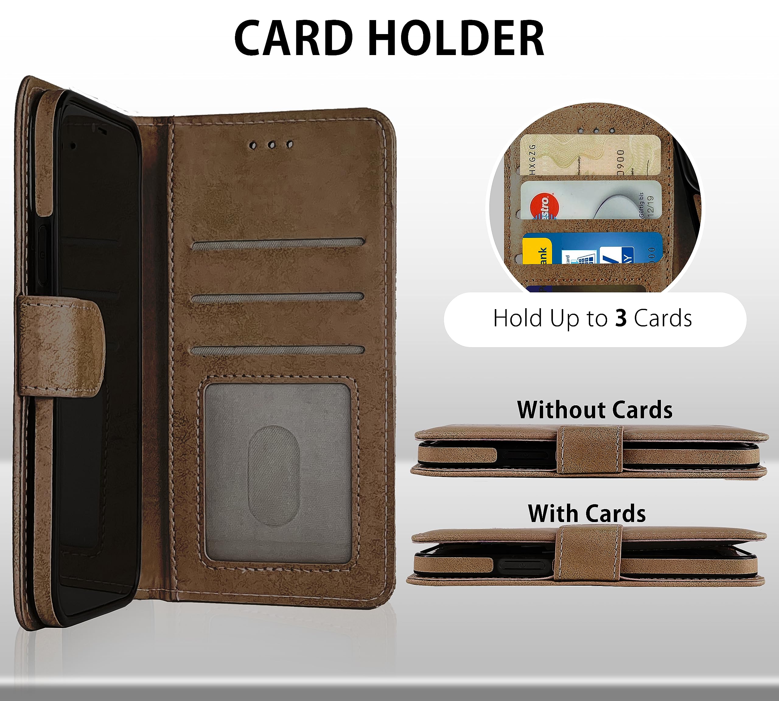 MyGadget Flip Case Für IPhone XS Max – Abnehmbare Magnet-Hülle Mit Kartenfach – Kunstleder, Braun