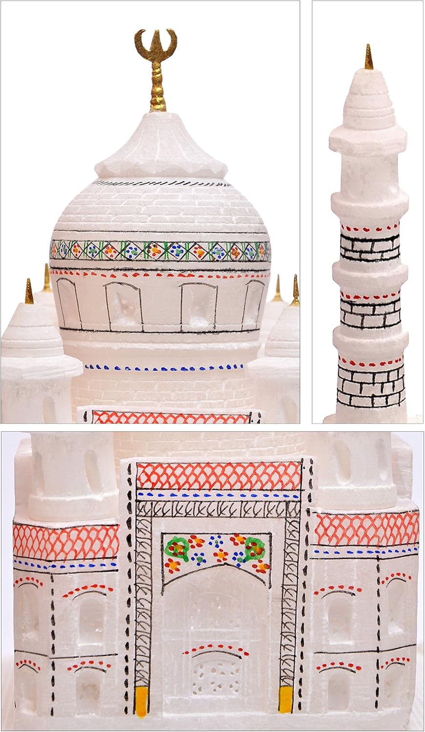 White Marble Taj Mahal 10'' Inch | Souvenir Model Taj Mahal Replica Handcrafted Statue For Gift Purpose And Housewarming Home Decoration Designer Shajahan And Mumtaz Mahal Symbol of love Artist Handed