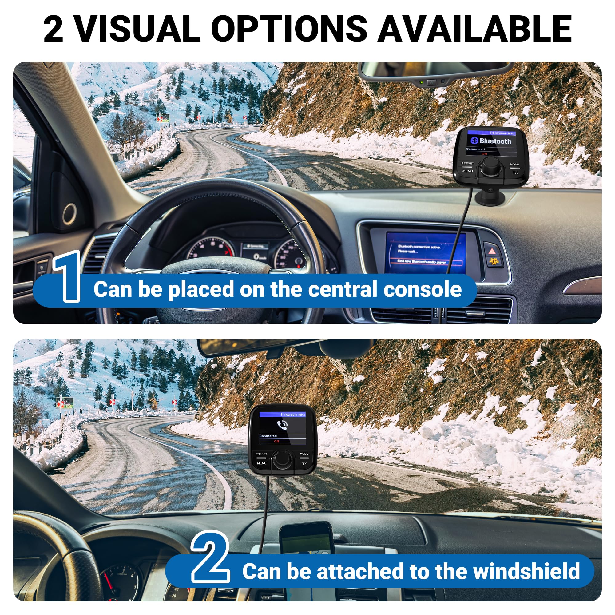 Tin-Nik DAB-389N DAB Adapter für Autoradio, FM-Transmitter für DAB+ Sender und Bluetooth-Verbindung vom Smartphone zum UKW-Radio, Bluetooth- Freisprechen und Musik