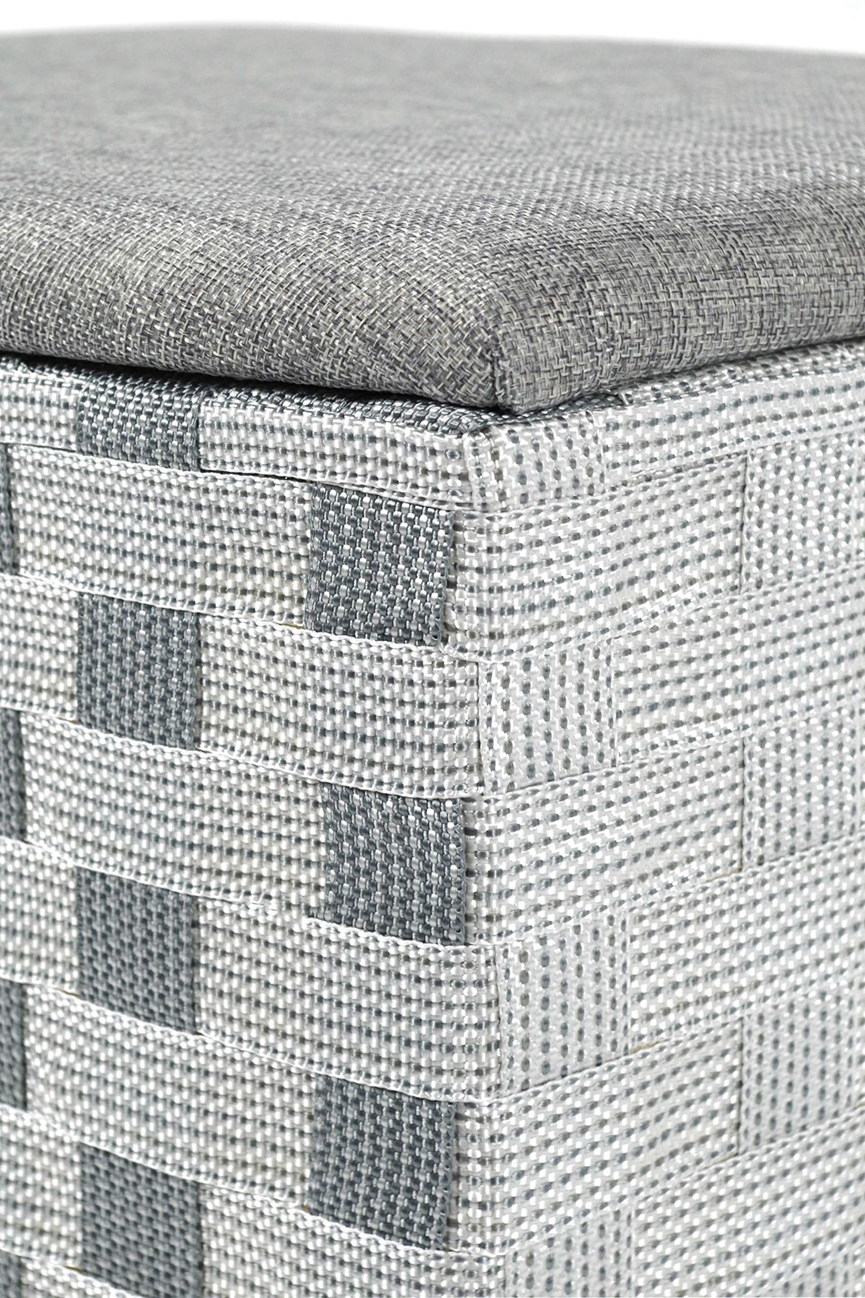 Kobolo Wäschekorb Wäschebehälter Wäschesammler - Nylon - grau-weiß - 44x32x52 cm
