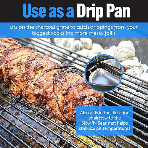 Miniatura 56 de SnS Grills Drip 'N Roast Pan de 22 pulgadas, bandeja de goteo todo en uno, sartén para asar y hornear al aire libre y uso en horno interior, acero