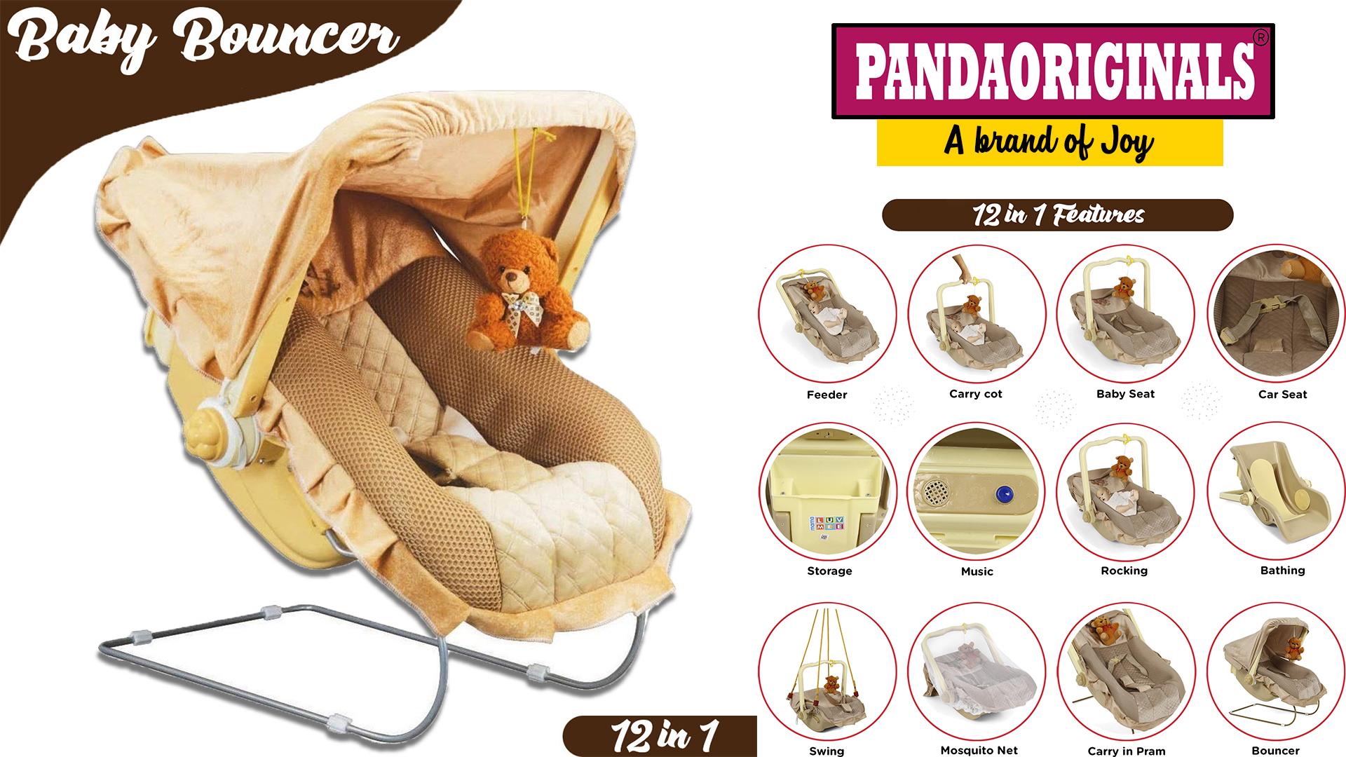Buy KIDBITKART Adjustable Baby Bouncer Super Deluxe 12 in 1