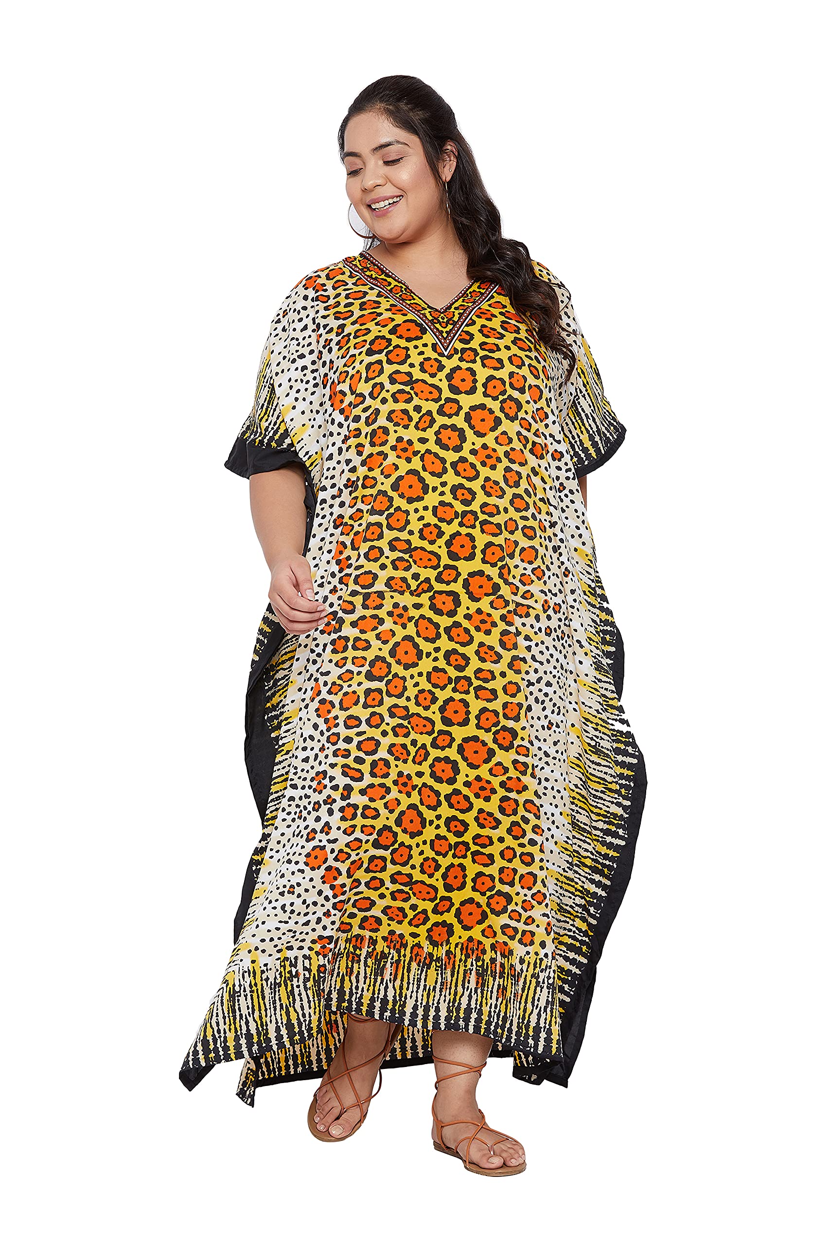Oussum Women Kaftan Plus Size Polyester Summer Lightweight Caftan Swimsuit Cover Ups Maxi African Mumu Lounge House Dress