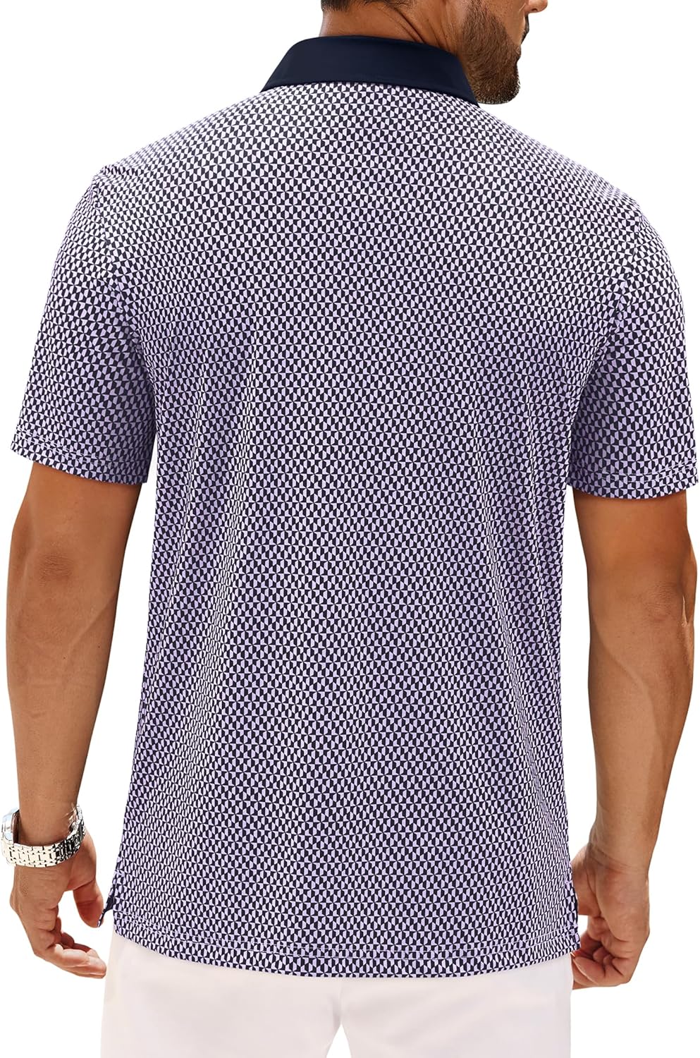 Alimens & Gentle Golf Polo Shirts for Men Short Sleeve Print Dry Fit Moisture Wicking Stretch Collared Business Casual Shirt - Image 3