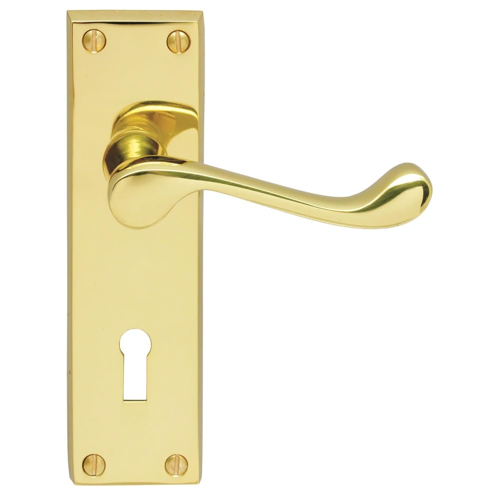 Carlisle Brass Victorian Scroll Lever on Face-Fix Backplate - Lock 57mm c/c in Brass