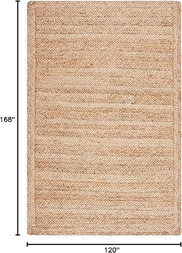 Miniatura 2 de SAFAVIEH Alfombra de área de colección de fibra natural, 10 x 14 pies, natural, tejido a mano con flecos, yute con flecos, ideal para zonas de alto