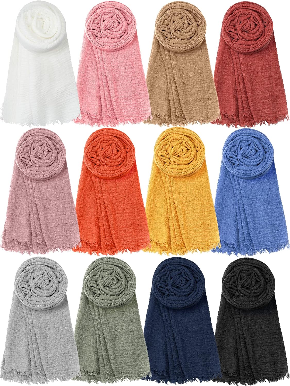 12 Pieces Hijab Scarf for Women Long Head Wraps Scarf Lightweight Shawl Turban Hijab Scarf Solid Color Soft Head Scarf for Women Girls, 35.5 x 70.9 Inch