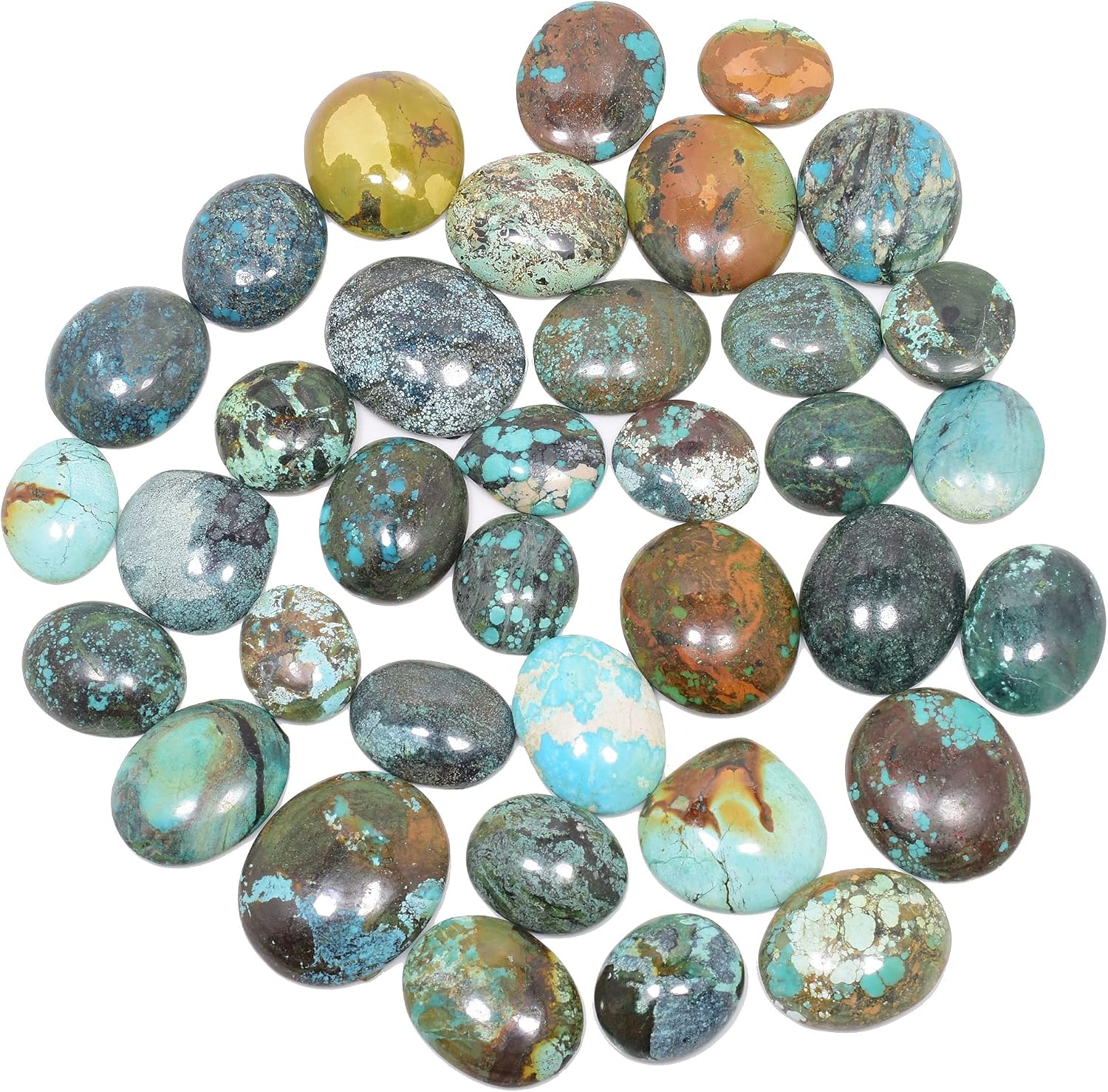 Lovers Point 100Cts Tibetan Turquoise Cabochon Lot, Loose Natural Gemstone Cabochon Lot, Assorted Tibetan Turquoise Cabochon, Wholesale Supply for Jewelry Making