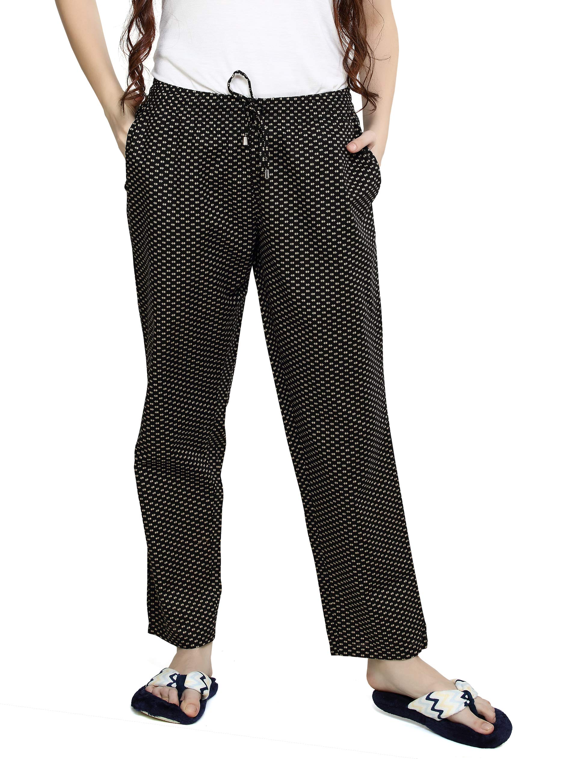 evolove Women's Super Soft Comfortable Cotton Printed Pyjama Relaxed Lounge Pants with Pockets (Pyjama1)-picture-39