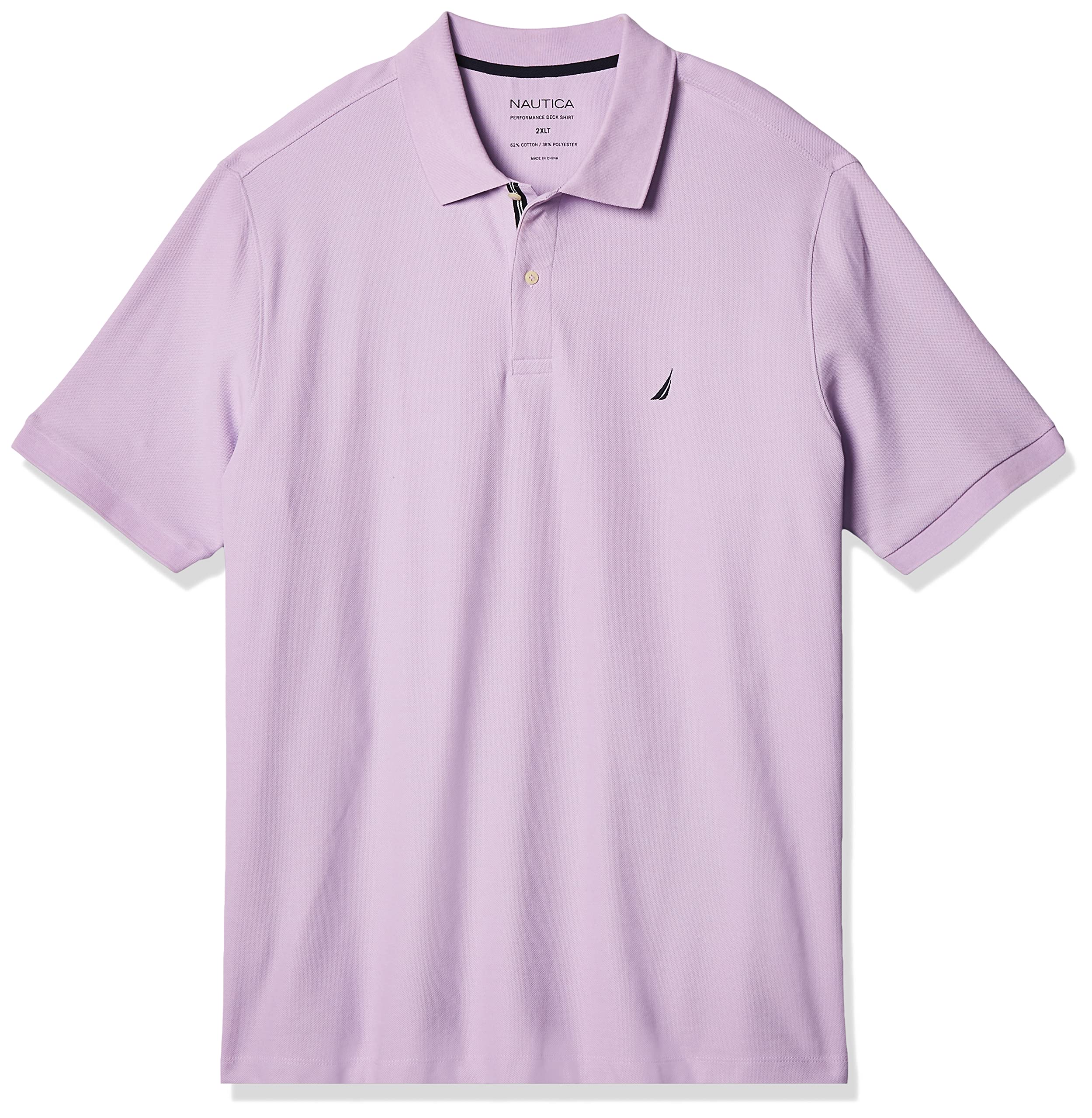 Nautica Men's Classic Fit Short Sleeve Solid Performance Deck Polo Shirt, Lavendula, XXXL Tall