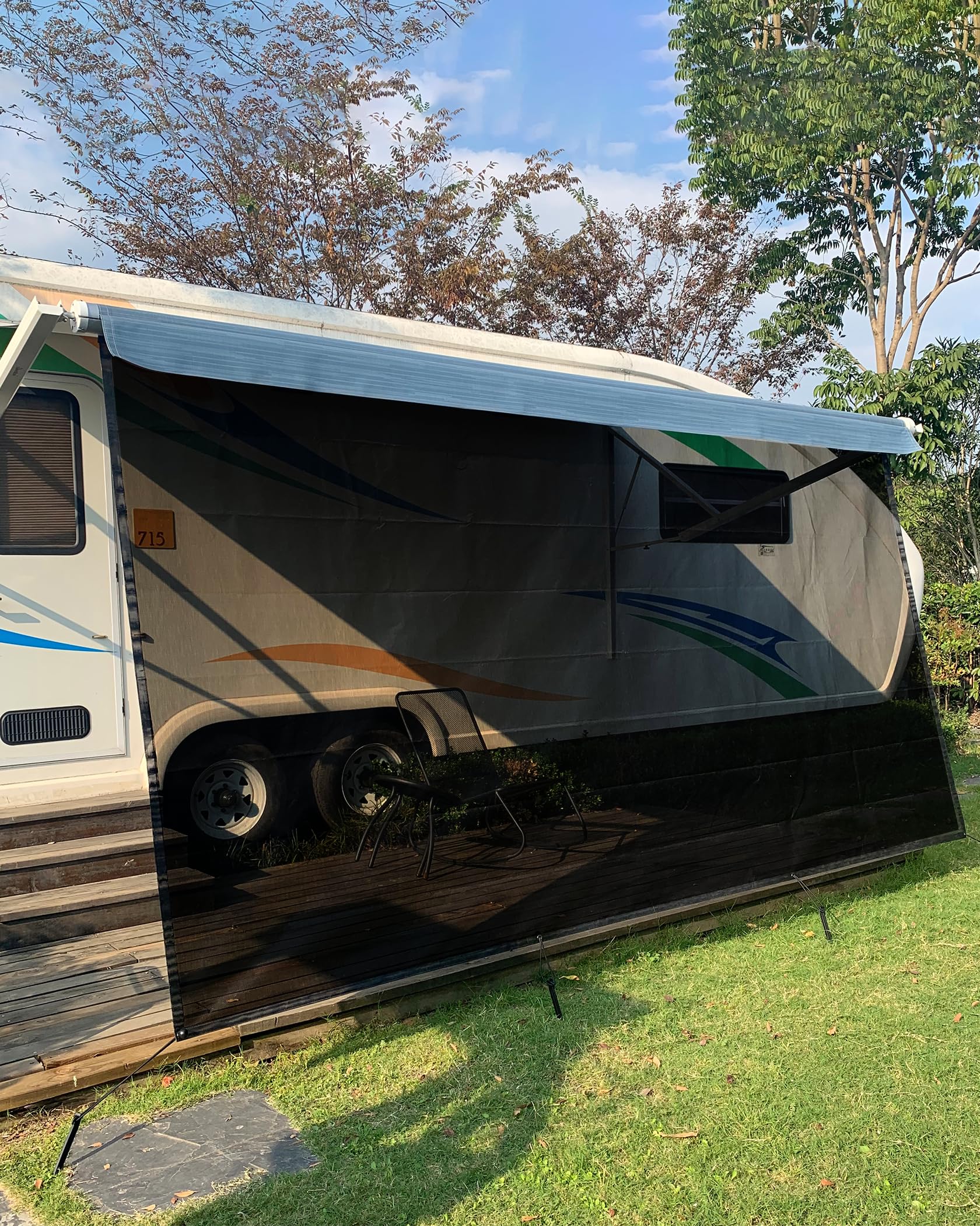 Paroi Avant pour auvent, 85% View Blocker Stores pour caravene, Protection Solaire Pare-Soleil pour Camping-Car, Caravane 2.13（Hauteur） X 3.3m（Largeur）