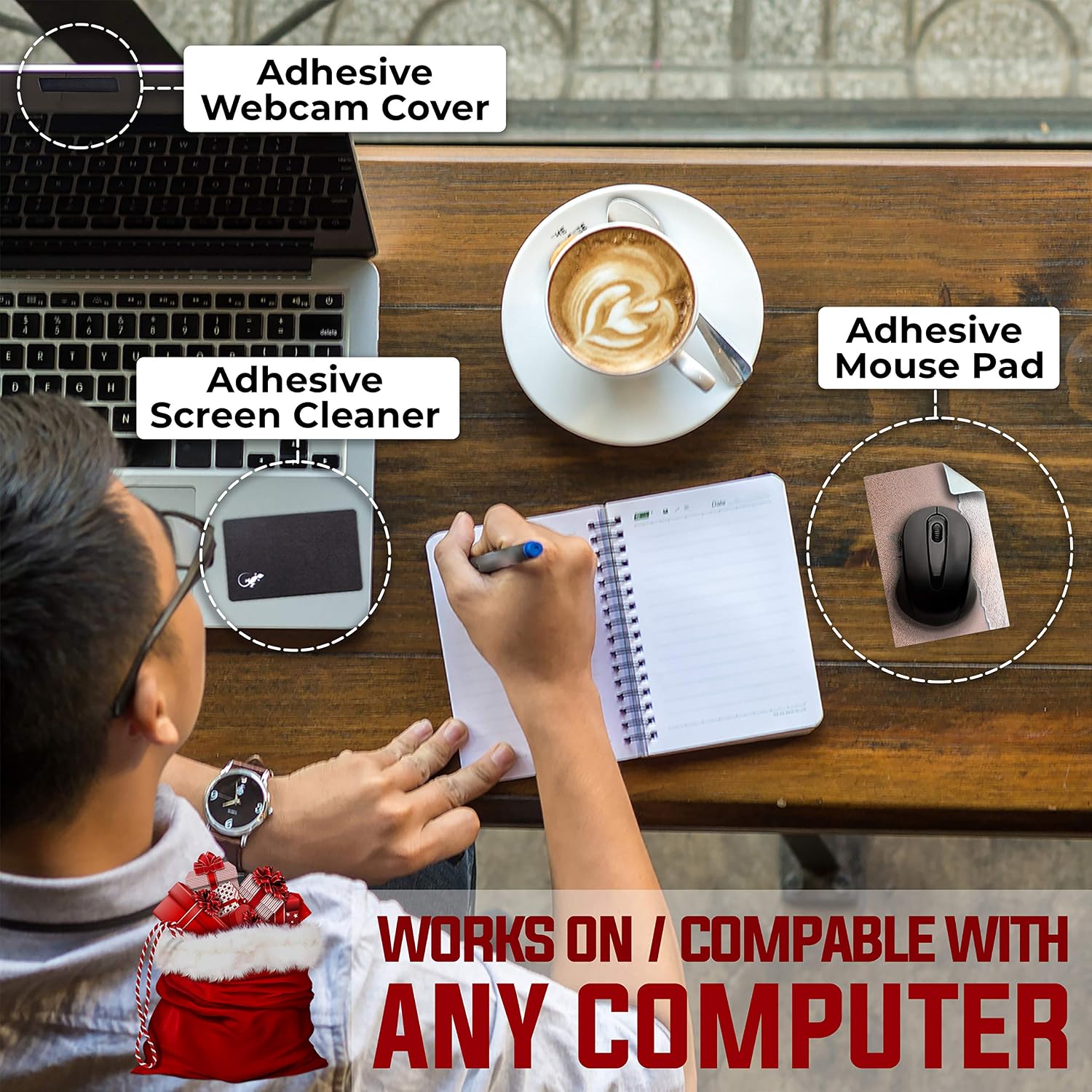 Mouse Pad Adhesive Bottom - Sticks to Any Surface - Portable - Webcam Covers and Screen Cleaner Included (YES You CAN) image 3