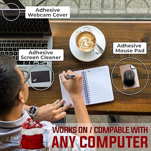 Miniatura 3 de Parte inferior adhesiva para mouse - Se adhiere a cualquier superficie - Portátil - Cubiertas para cámara web y limpiador de pantalla incluidos