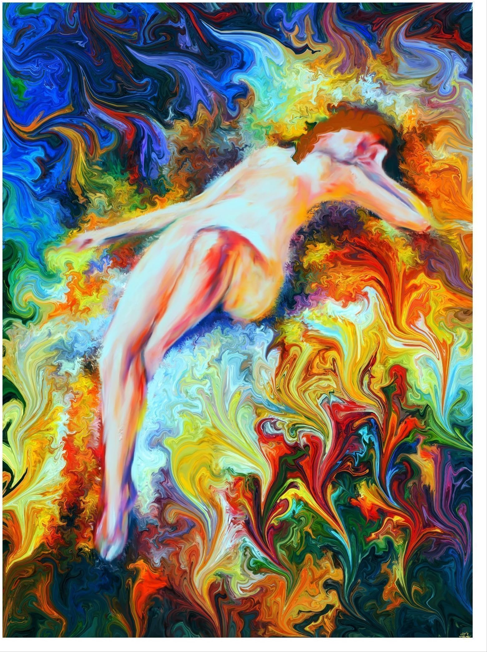 Naked Dreams Handmade Original Digital Art Print A4, A3 to one metre sizes wall decor