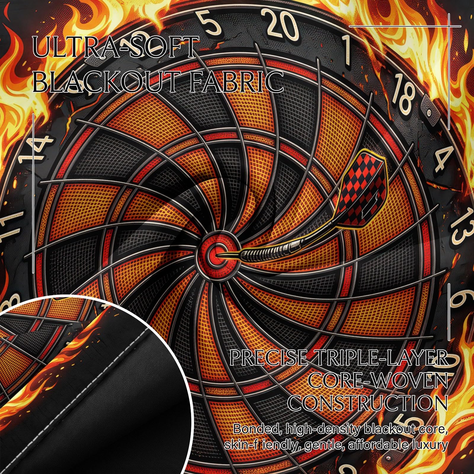 Générique Zasłony tematyczne Bar Gaming, 100% termicznie zaciemniające, odporne na ciepło, przelotki, 2 panele 132 x 240 cm, nieprzezroczysta zasłona do docelowej rzutki, chłodzenie, ochrona przed