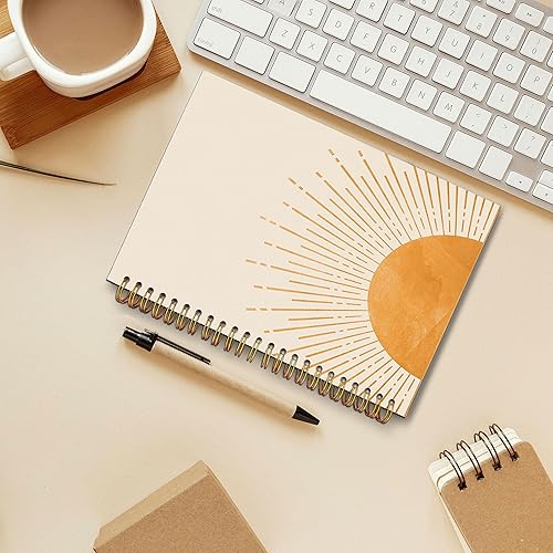 Miniatura 2 de Cuaderno abstracto bohemio en espiral con rayas universitarias de 5.5 x 8.3 pulgadas, tapa dura, para diario, escritura, trabajo, oficina, notas,