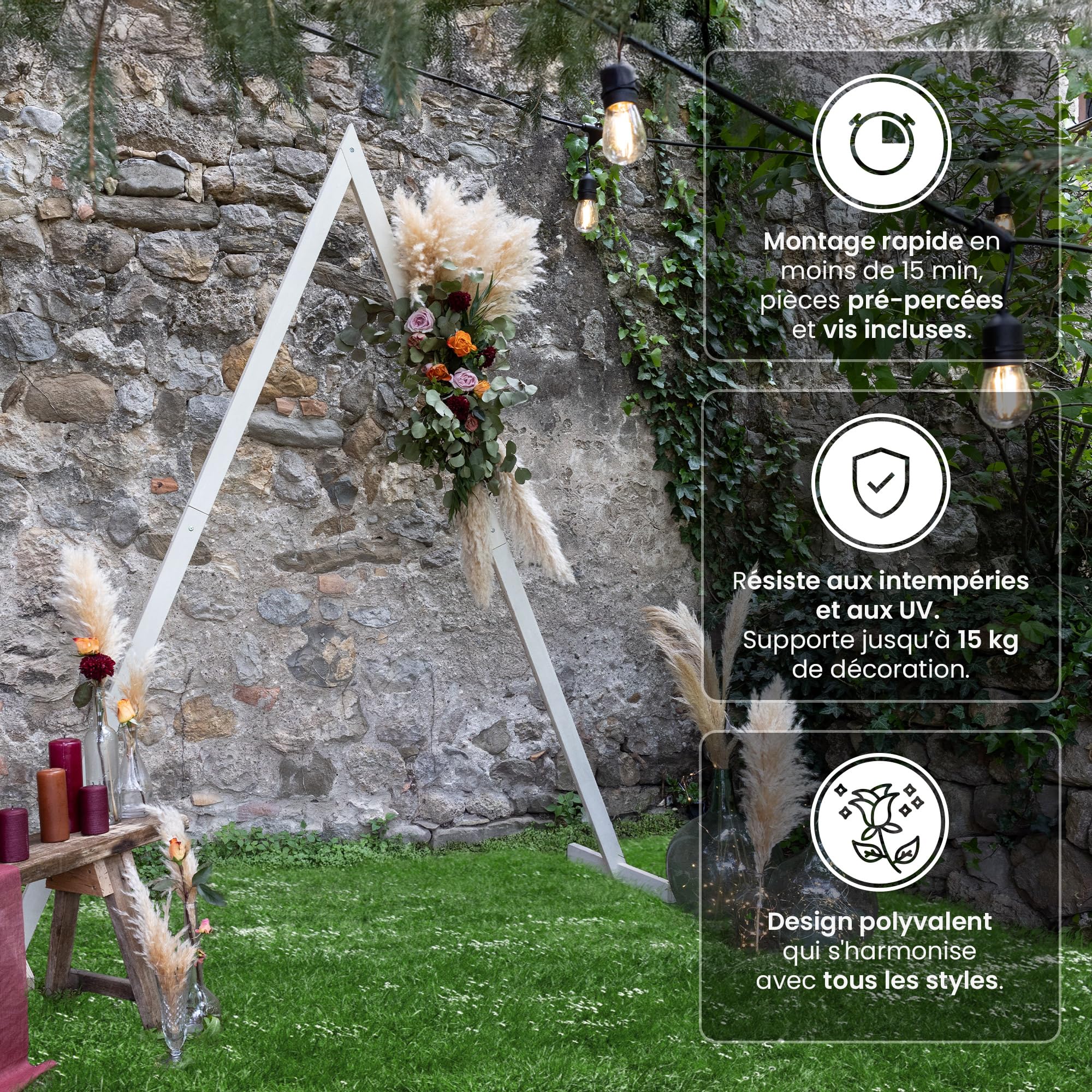 Arco Boda SKYLANTERN - Arco De Boda (1,33 M), Diseño De Arco De Madera Para  Decoración De Boda, Diseño De Arco Para Ceremonie Laique - Montaje Fácil, image size:2000x2000