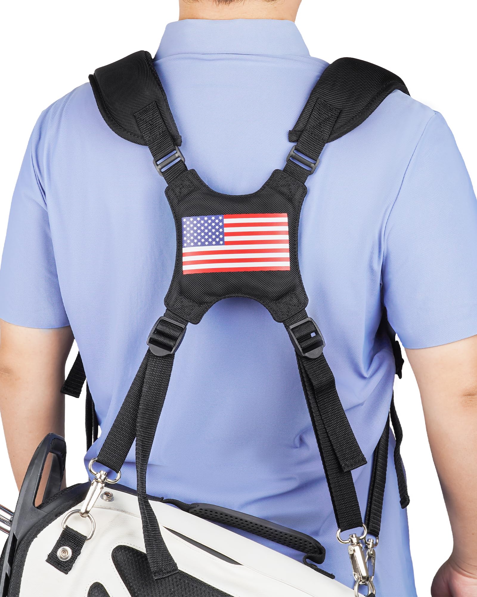 BIG TEETH Golf Bag Strap,Adjustable Padded Bag Strap Replacement,Golf Double Shoulder Bag Straps with 4Pcs Rotate Hooks