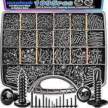 mxuteuk 1095PCS Self Tapping Screws Assortment Kits, #8#10 410 Stainless Steel Truss Head Self Drilling Screws and M2 M3 M4 Carbon Steel Phillips Pan Head Self Tapping Screws for Plastic,Wood