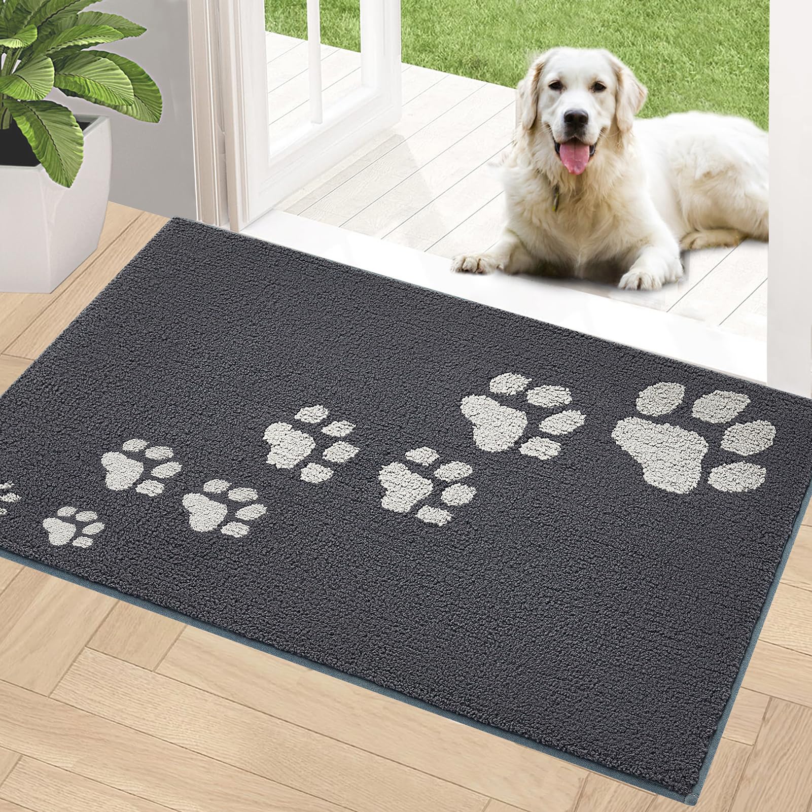 Indoor Door Mat, 24"x36" Super Absorbent Dog Mats For
