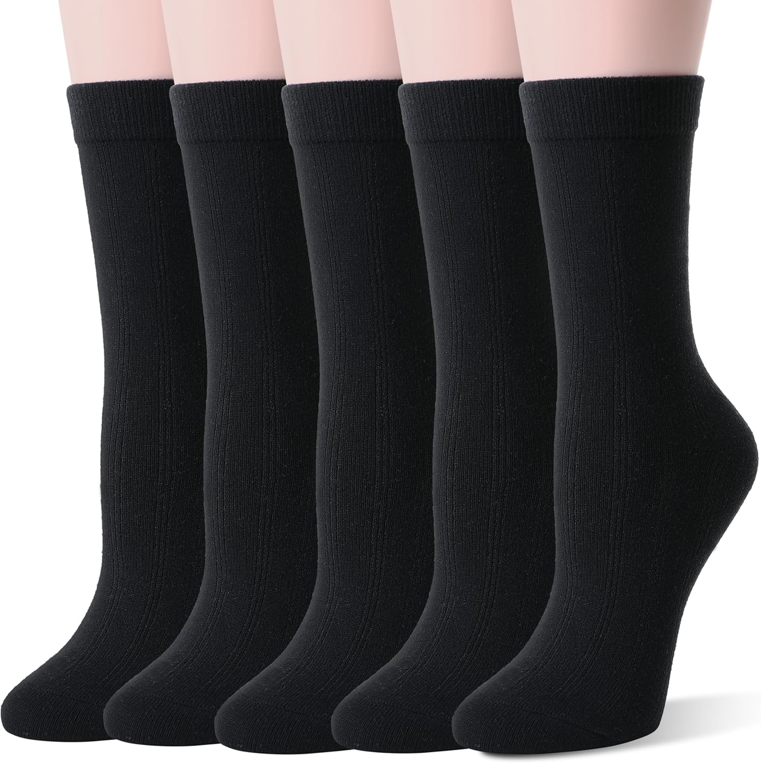 Thin Merino Wool Boot Socks Warm Winter Cozy Comfy Breathable Work Casual Socks for Women 5 Pairs