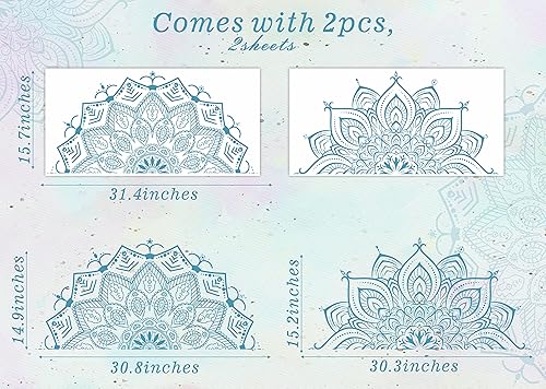 Miniatura 2 de Calcomanías de pared modernas de mandala morada, calcomanías de pared de flores de mandala grande, diseño de mandala, diseño de mandala, decoración