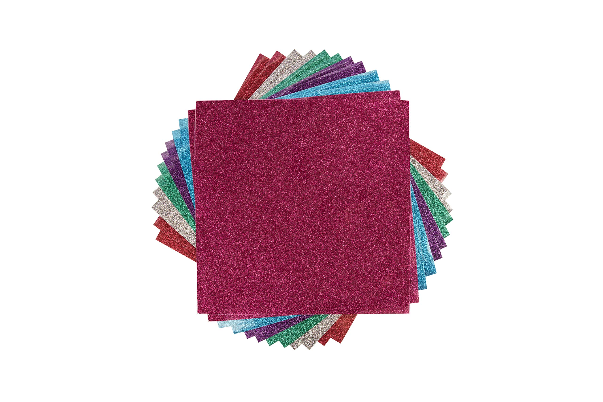 Cricut 2005383 - Fogli in vinile glitterati, 30,5 x 30,5 cm, confezione da 12 pezzi, confezione da 2 pezzi, colore: rosso, rosa, verde, blu, viola e argento