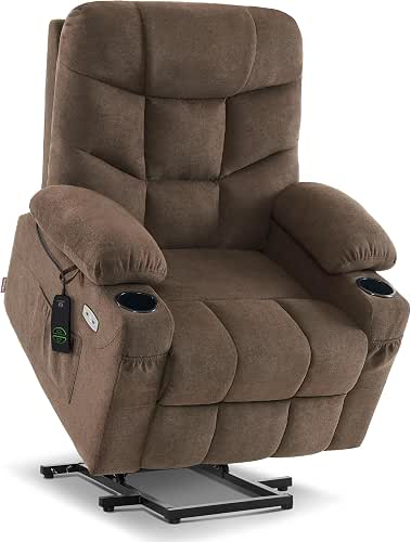 MCombo Power Lift Recliner Chair for Elderly, Fabric 7287 (Brown,