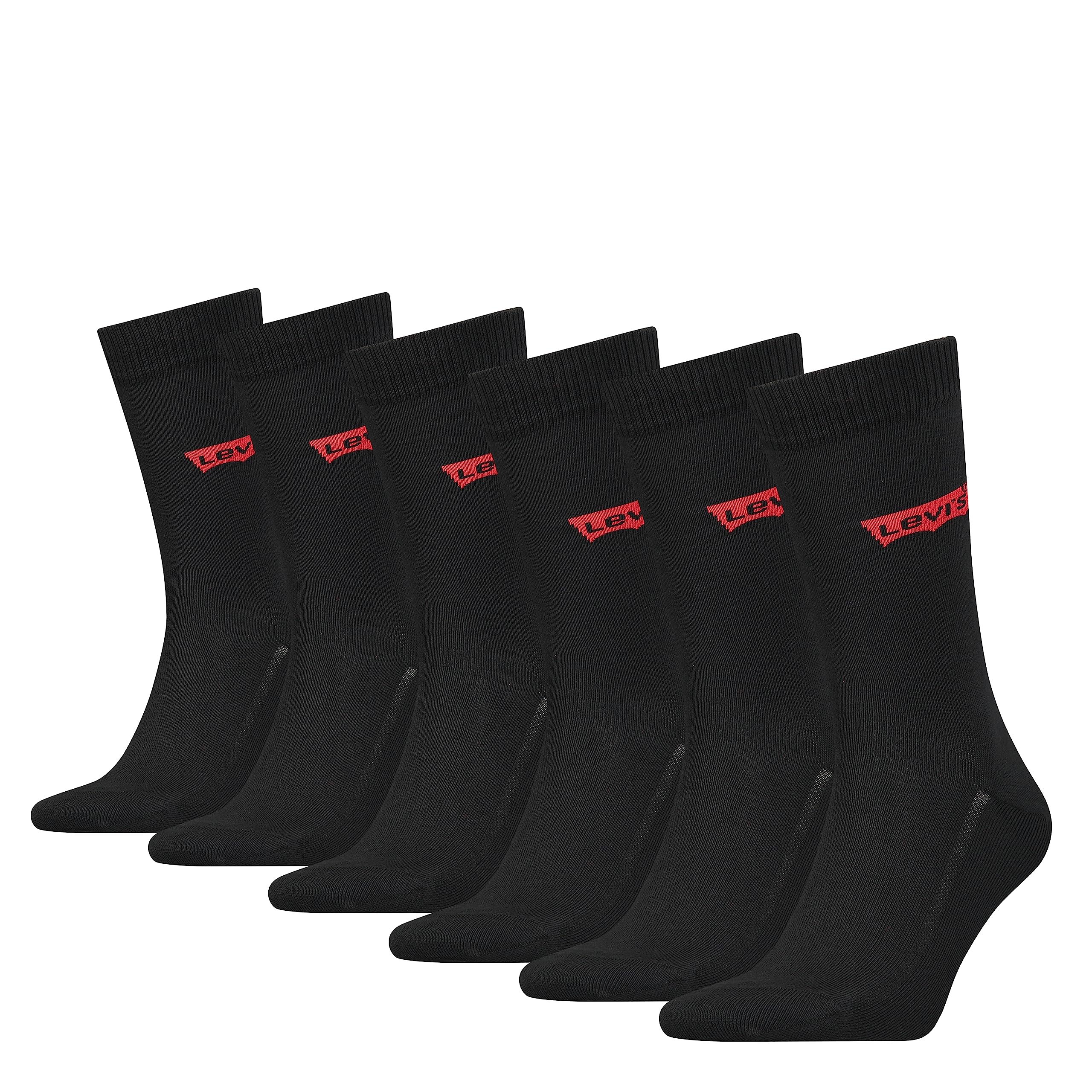 Levi's Unisex Black Clssc Sock Clssc Sock, 9-11 (Pack Of 6)