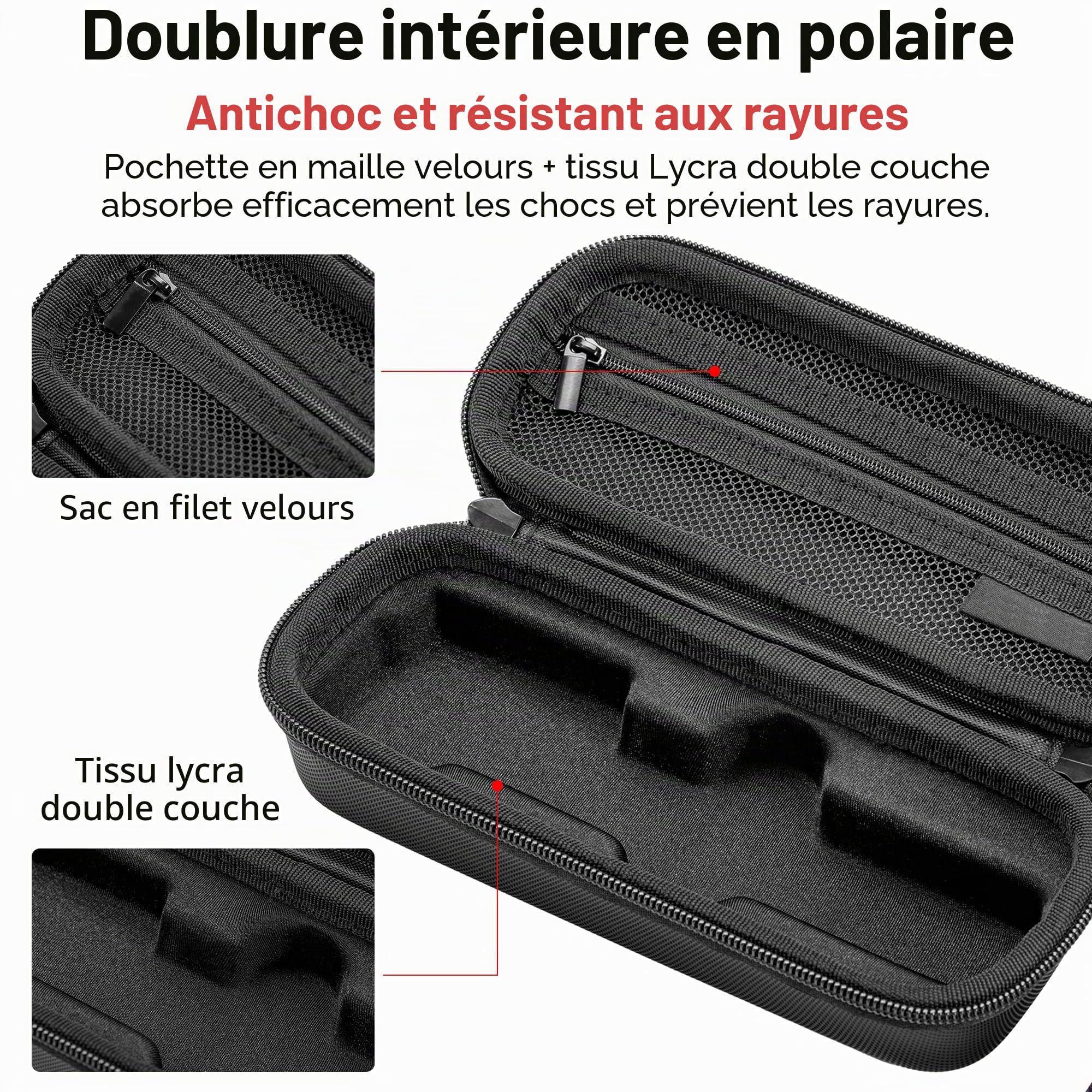 Osmo Pocket 4 Étui de Transport - Sac de Voyage Rangement Rigide Portable Étui de Protection en PU avec Mousqueton pour DJI Osmo Pocket 4 Accessoires D'appareil Photo