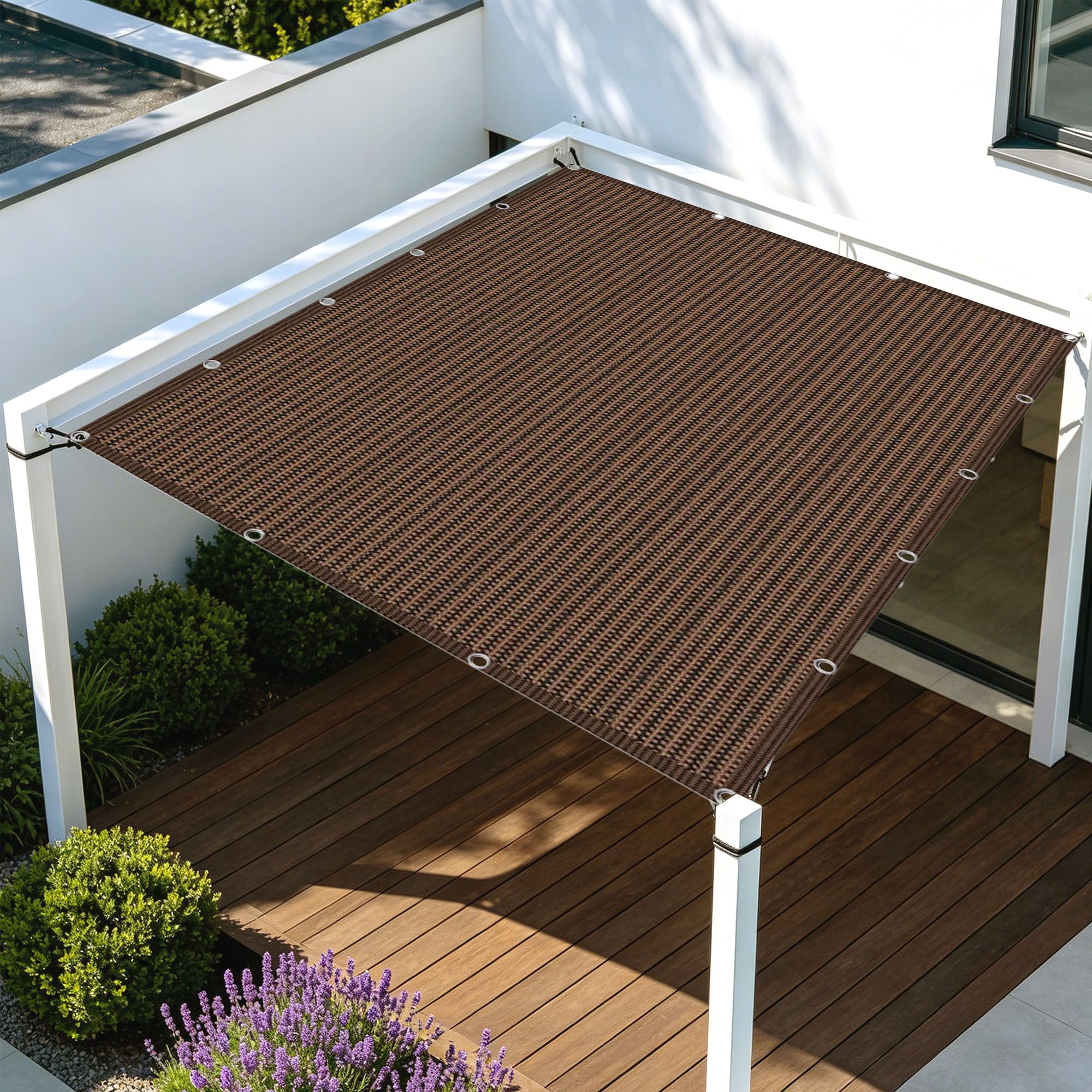 Filet solaire résistant brun pour bloquer la chaleur du balcon