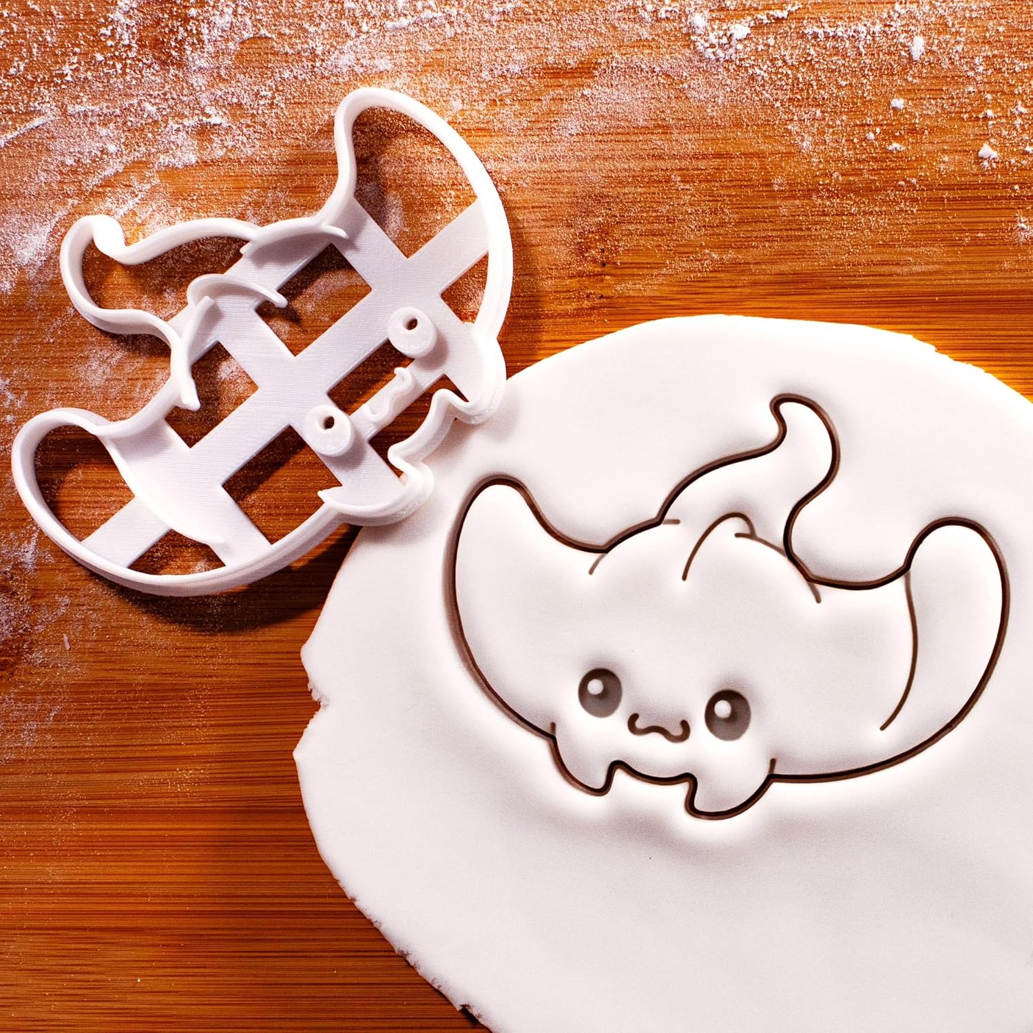 BAKERLOGY Set of 2 Cute Manta Ray Cookie Cutters – Embossed Kawaii Stingray Biscuit Cutter Duo for Ocean-Themed Bakes, Aquarium Parties, Baby Showers, and Marine Wildlife Cake Decorating