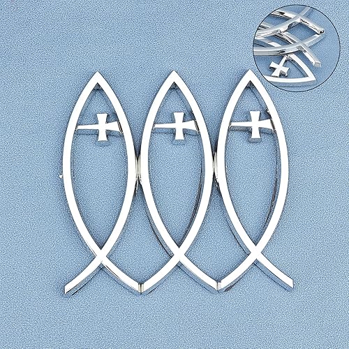 Miniatura 7 de SUPERFINDINGS 3 calcomanías de plástico ABS plateado con diseño de pez de Jesús, 5.5 x 1.8 pulgadas, 3D, calcomanía para coche, emblema, Dios