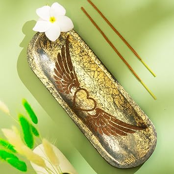 raajsee Incense Holder Hand Carved-Incense Burner Holder Ash Catcher - Incense Stick Holder - Meditation & Yoga - Great Gift for Any Occasion Size 11x4 inch