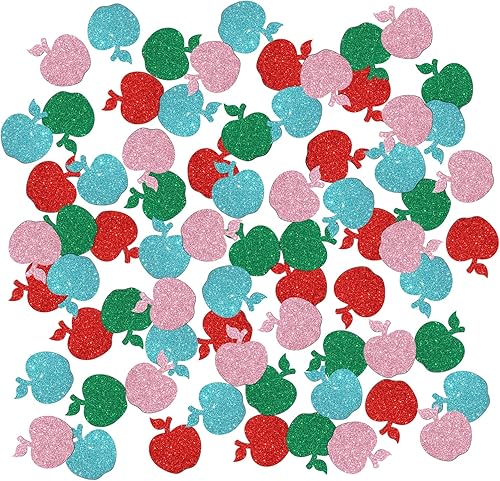 Confeti colorido de manzana de frutas, cumpleaños, decoración de mesa de manzana con temática de frutas, 100 unidades