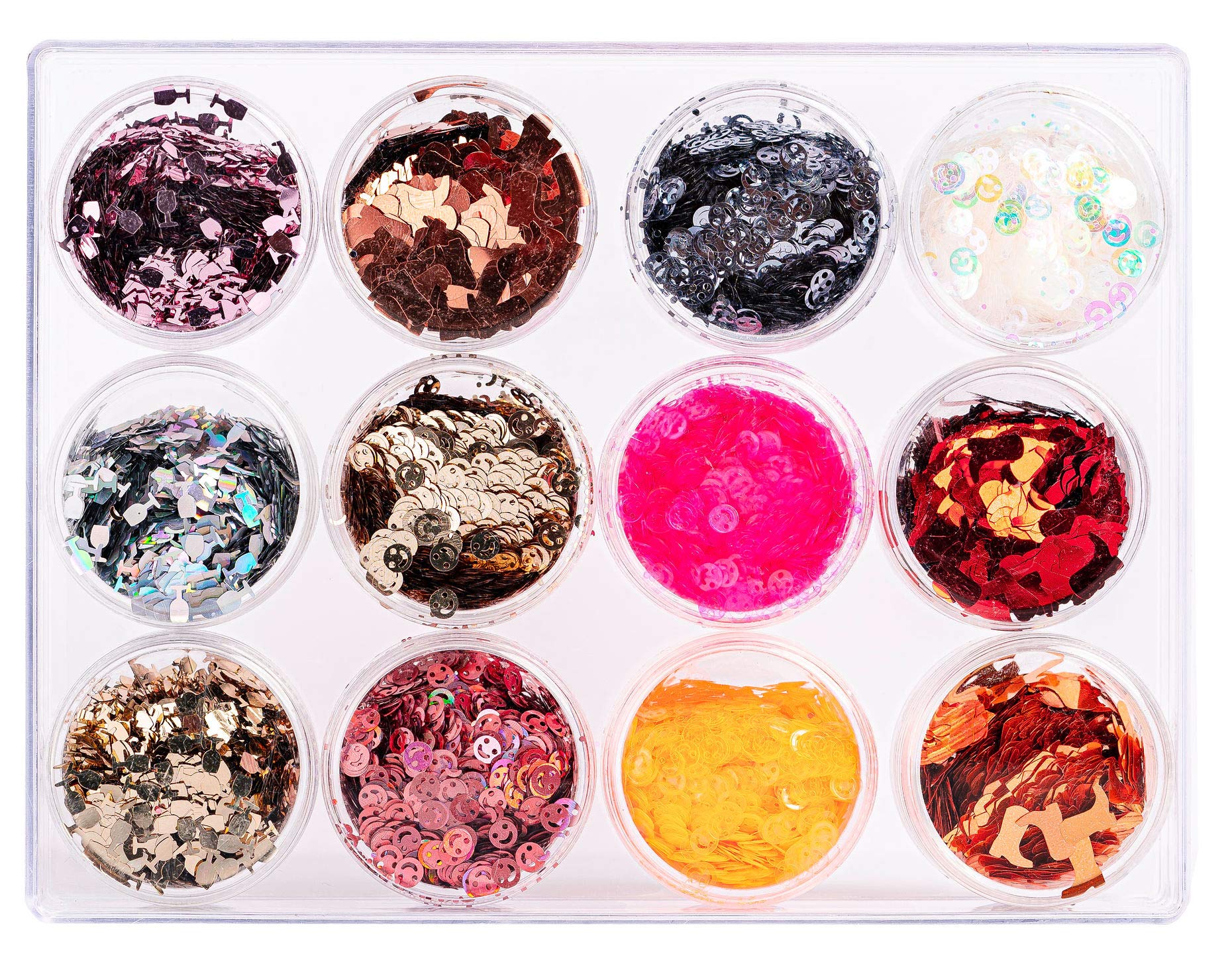 iConnectWith Glitter – Fun Shapes – Wine Glass, Boots, and Smiley Faces Glitter; Multi-use for Crafts, Decorations, Nail Art, Makeup, Tumblers, Resin Art, and DIY Projects