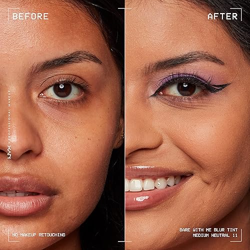 Vista 141 de NYX PROFESSIONAL MAKEUP Bare With Me Blur Skin Tint - Base de maquillaje con matcha, glicerina y niacinamida, marfil claro 03 marfil claro