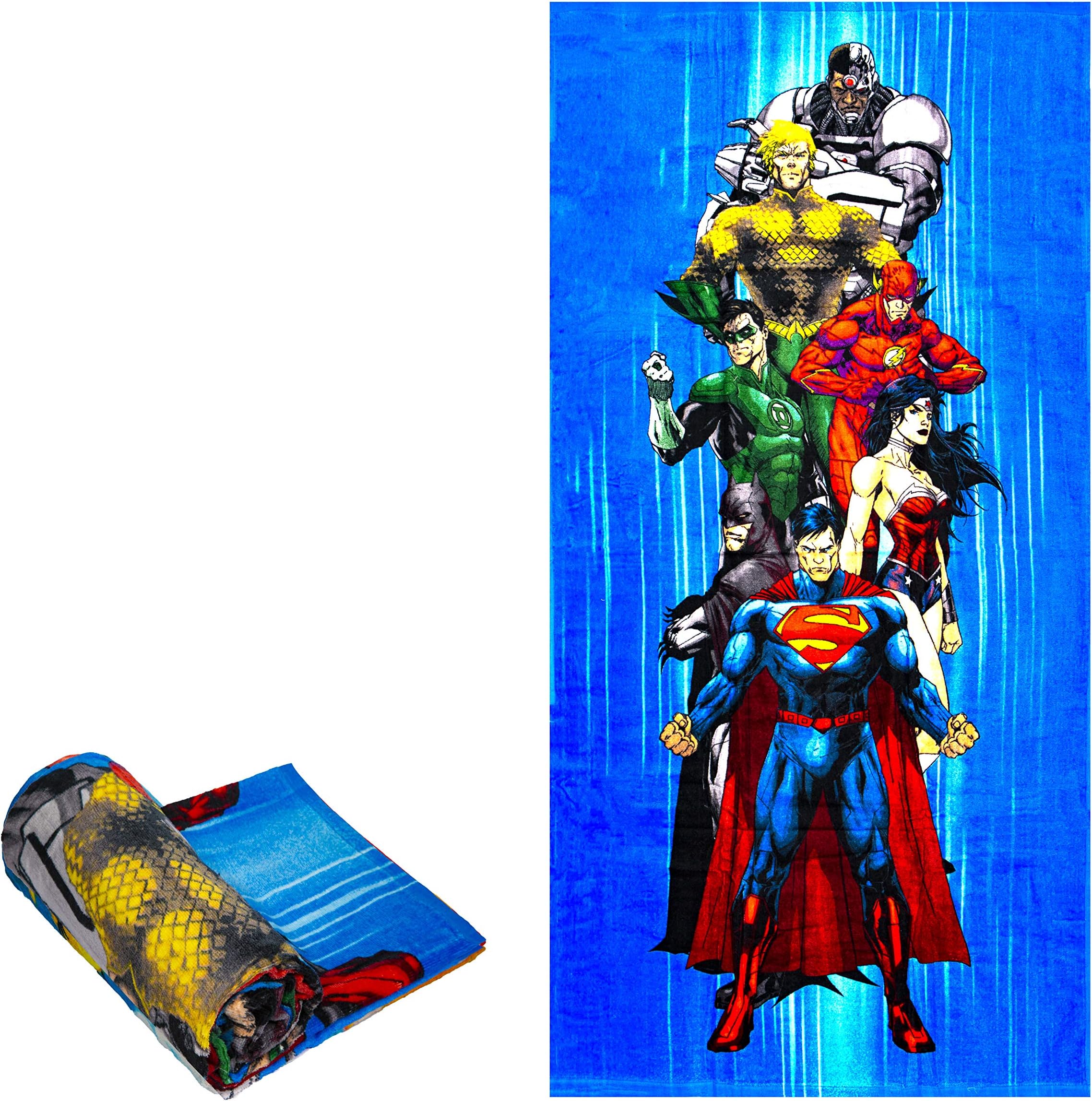 JPI Beach Towel - Justice League Heroes - Oversized 60" x 30" - for Pool, Bath, Yoga, Gym, Travel, Camping, Beach Cart & Beach Chairs