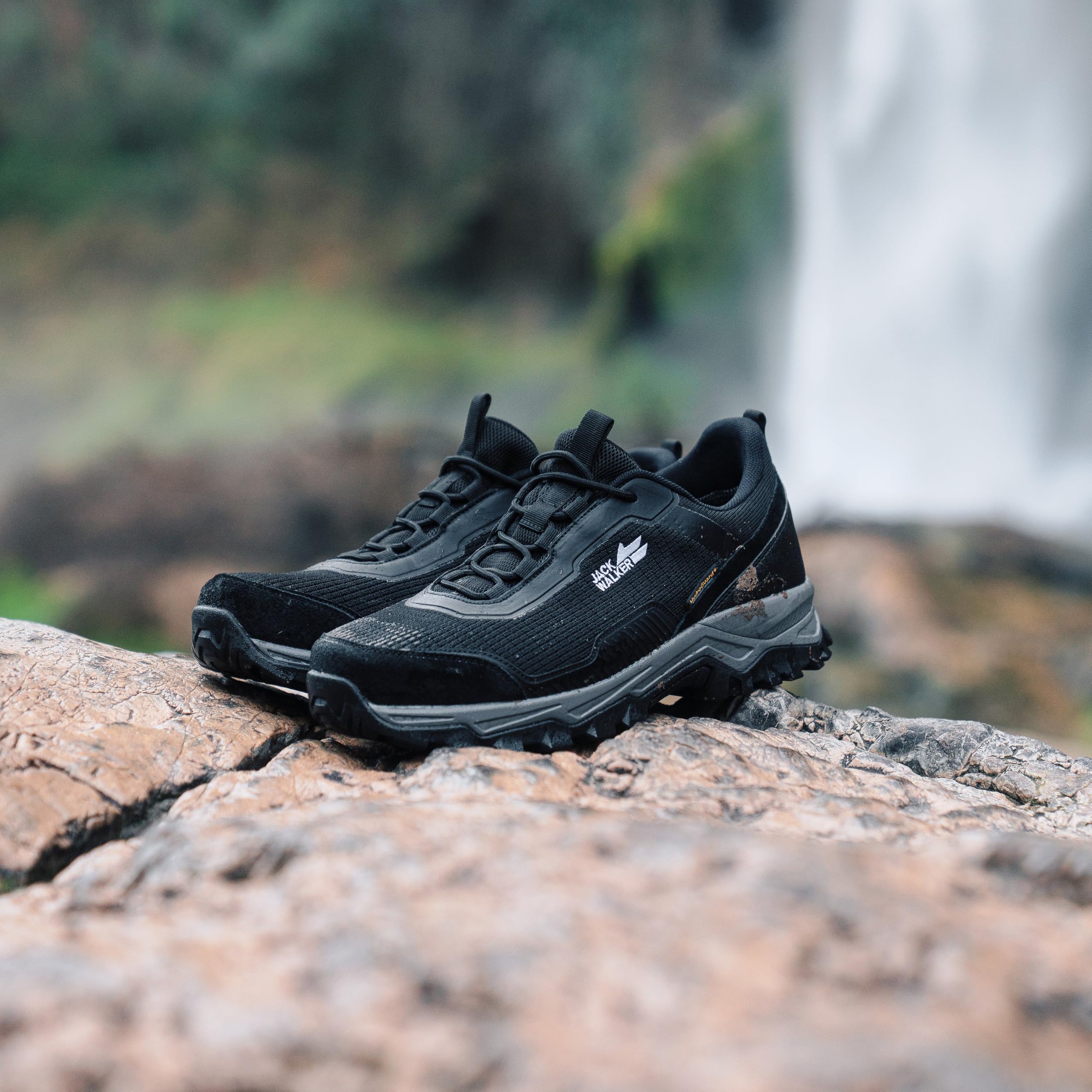 Jack Walker Zapatillas de senderismo para hombre, piel de ante auténtica con plantillas de espuma viscoelástica, impermeables Hydroguard, zapatos ligeros para senderismo y senderismo, calzado ideal