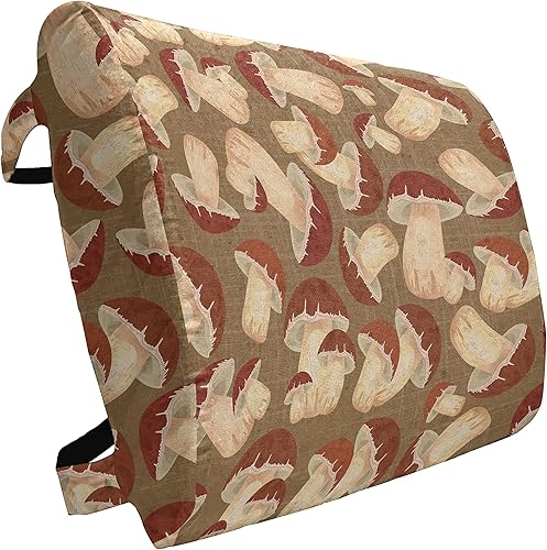 Ambesonne Almohada lumbar de apoyo para la espalda de hongos, comida exótica de hongos porcini con pantalla grunge vintage Harvest Farmland, espuma