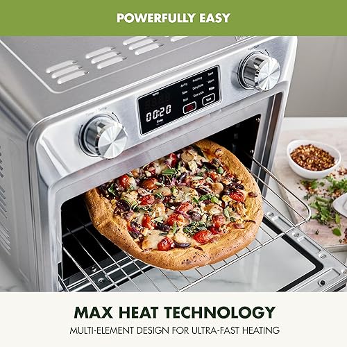 Miniatura 8 de GreenPan Bistro - Horno de acero inoxidable 9 en 1, bandeja antiadherente para hornear, estante y cesta de acero inoxidable, calentamiento rápido,