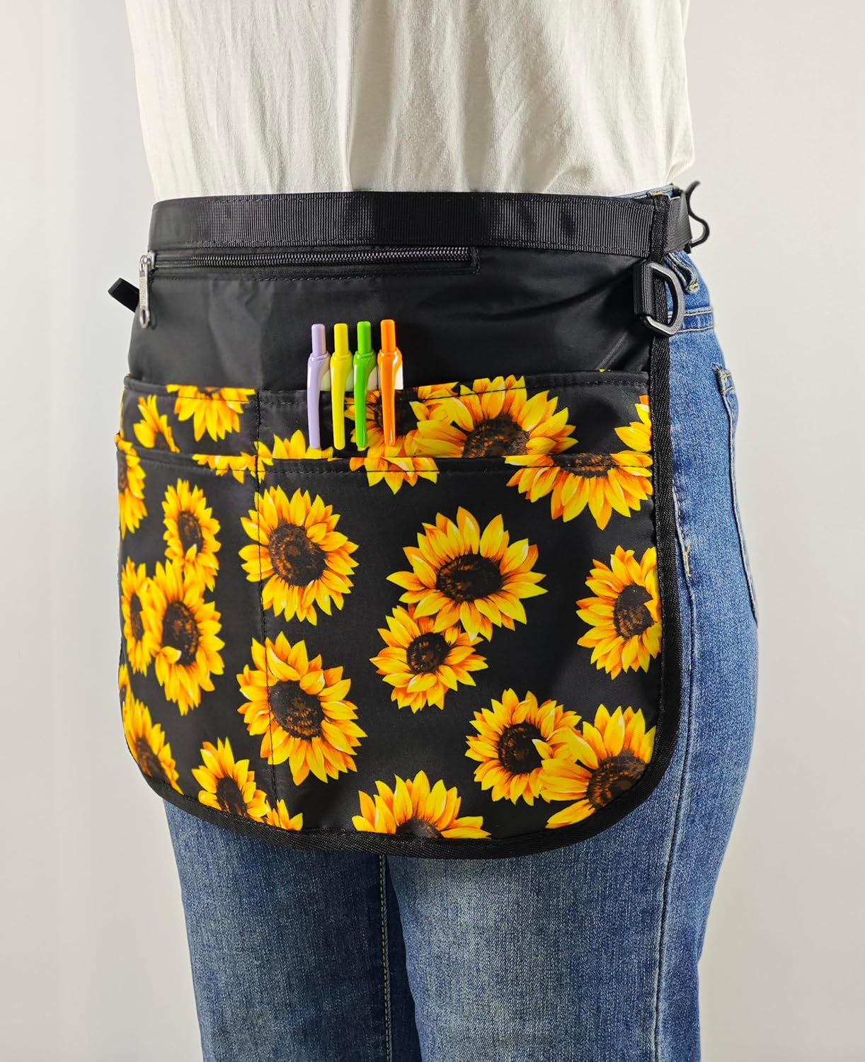 Waterproof Server Apron for Women with 5 Pockets,Quickly Put on and Take off Waitress Aprons,Work Apron for Bartender Barista - Image 4