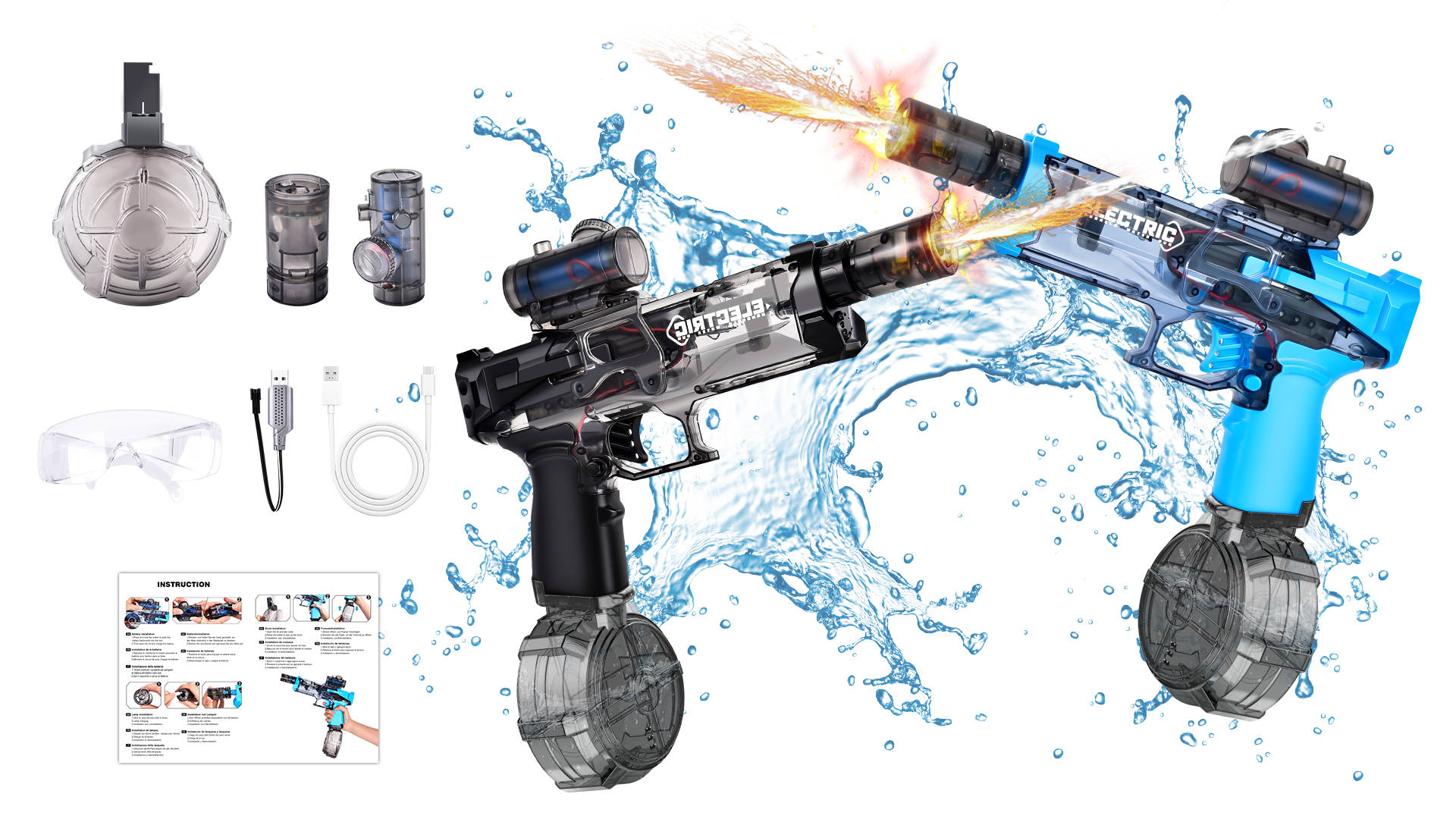 Pistolet à eau électrique Songkran automatique avec effets lumineux pour enfant Pistolet à eau électrique Songkran automatique avec effets lumineux pour enfant