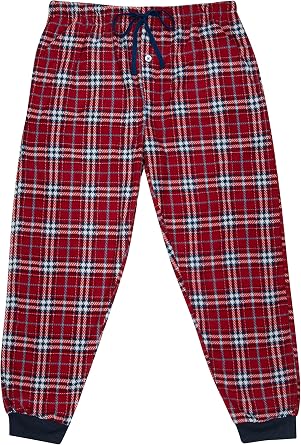 North 15 Boys Super Soft Pajama pants, Plaid Fleece Lounge Pants With Bottom Rib