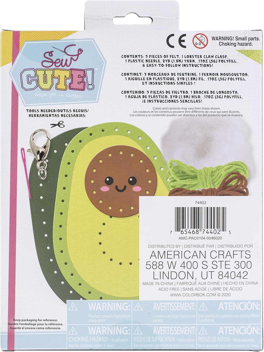 Colorbok Sew Cute! Needlepoint Kit-Mini Avocado