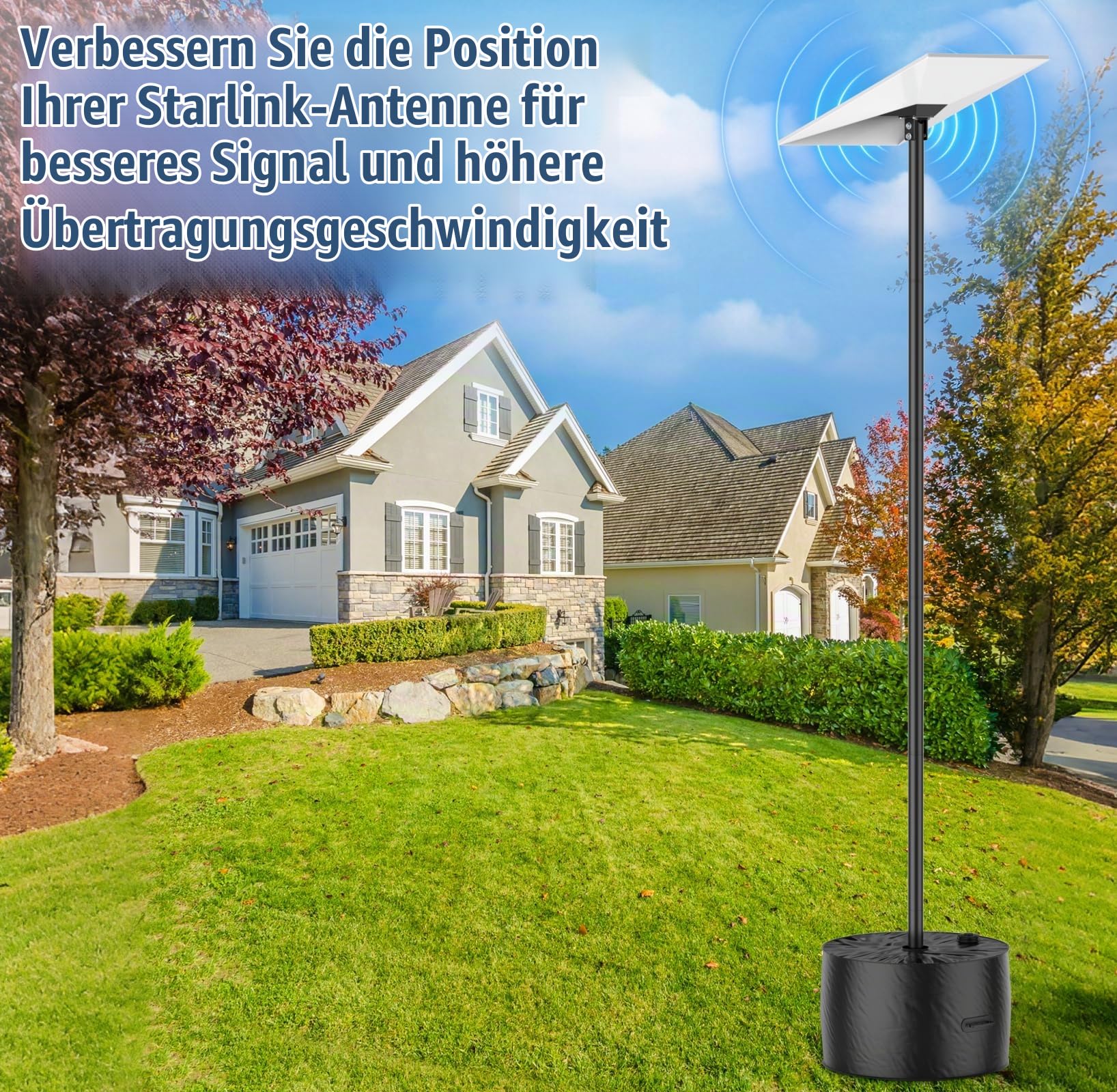 7.9FT Starlink Gen 3/Standard 4/4X Halterung, Starlink Halterung mit Gen 3 Rohradapter, Starlink Halterung Pole Mount Kit für Gen 3 Internet Kit Satellit