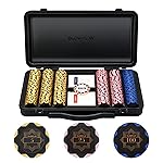 SLOWPLAY Nash 14g Clay Poker Chip Set Black Gold Edition- 300PCS Core Set for Texas Holdem | Numbered Chips: 5, 25, 100 | Premium Case with Durable German Polycarbonate Shell