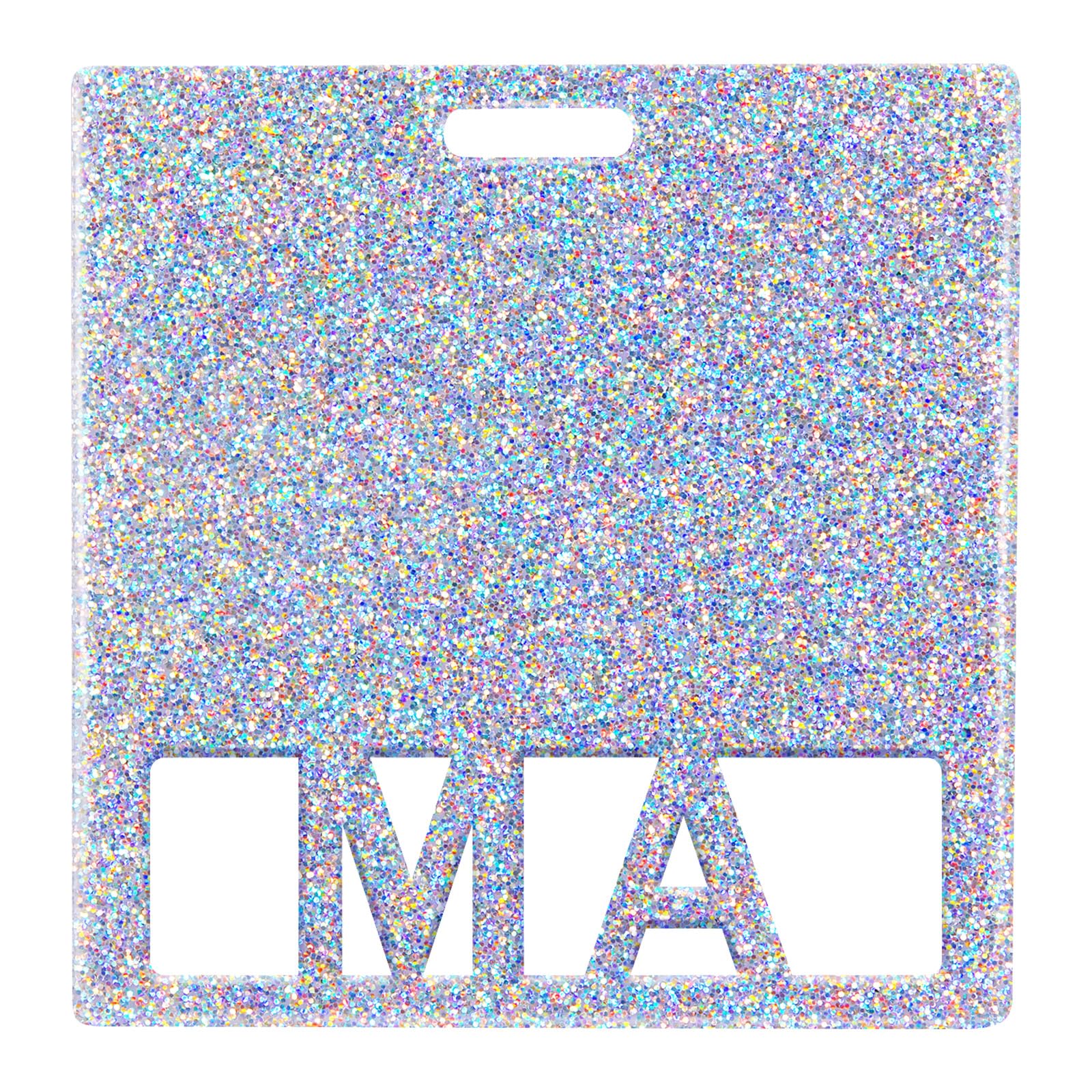 Plifal MA Badge Buddy Card Holder - Medical Assistant Glitter Sliver Nurse Nursing Accessories Horizontal ID Name Identification Tags for Hospital