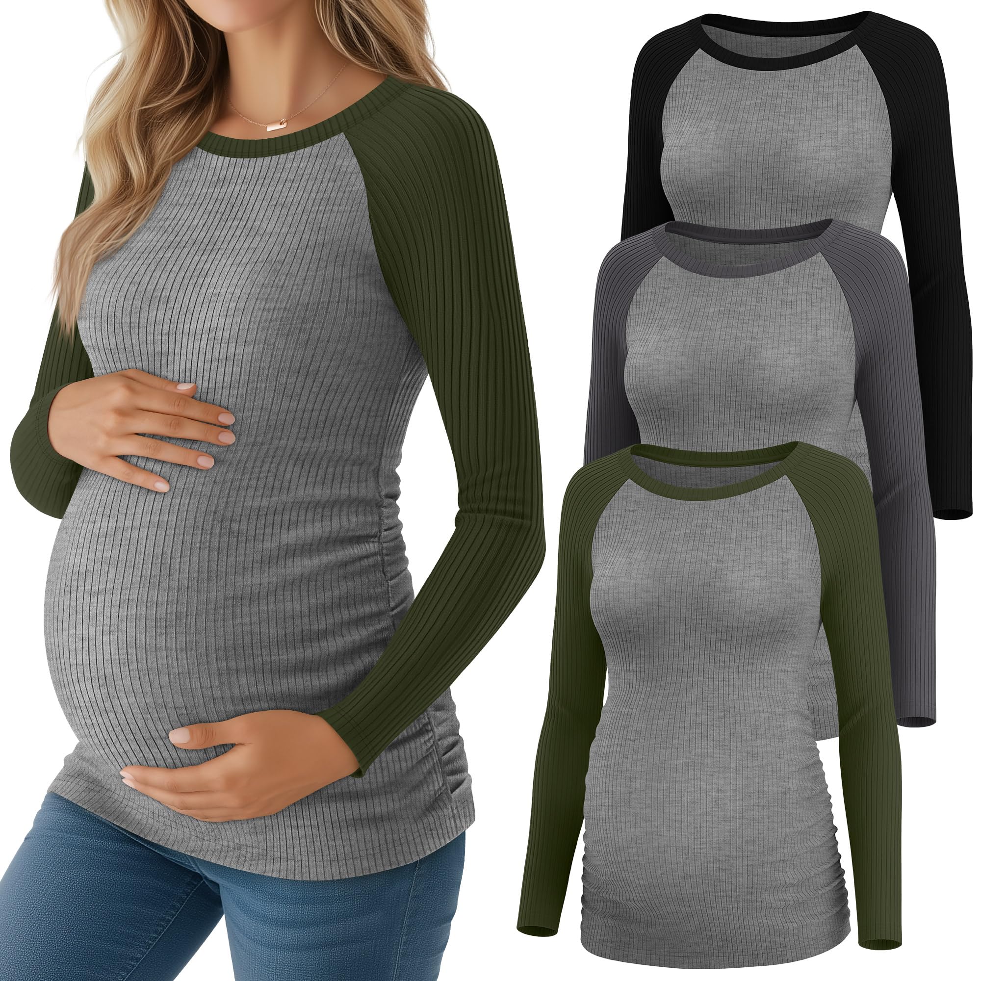 Haut de grossesse anti-compression - Lot de 3 chemises de maternité coton Neer - 7