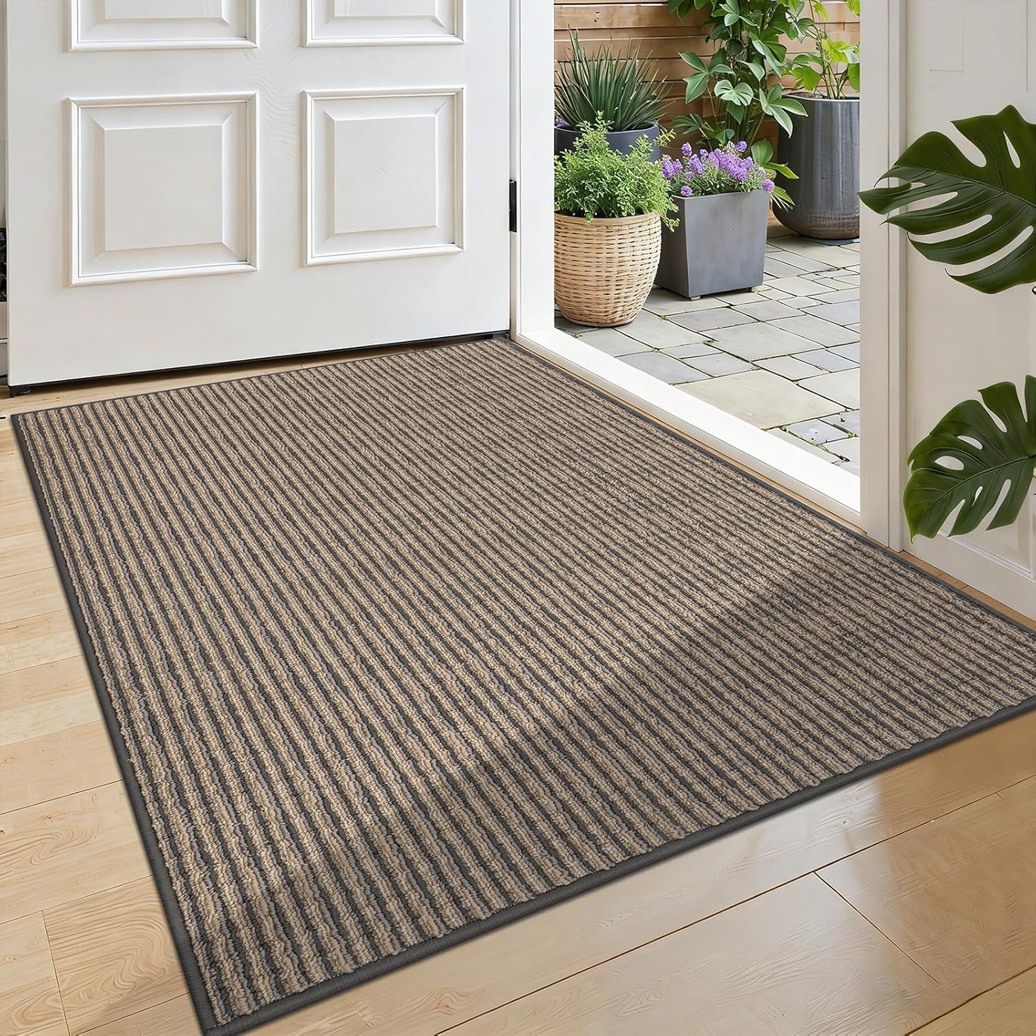 Ileading Front Door Mat 32"x47", Super Absorbent & Stain Resistant Pet-Friendly Doormat, Low Profile Non-Slip Washable Backing for Garage, Back Door, Mudroom, Active Family, Coffee